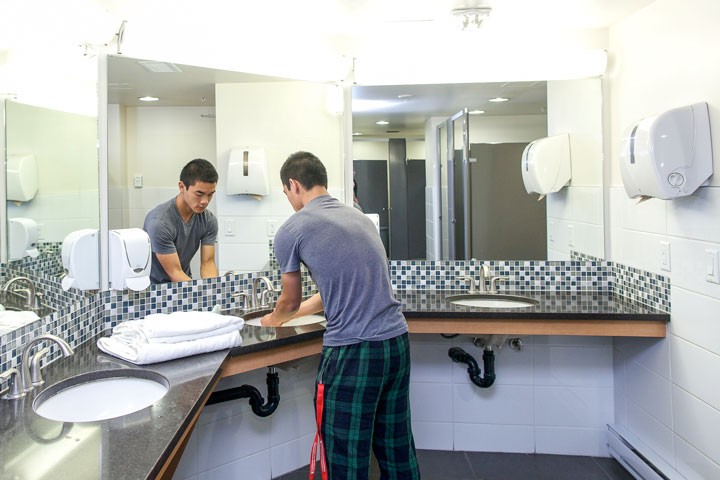 Residents in single traditional rooms at UBCO share a bathroom